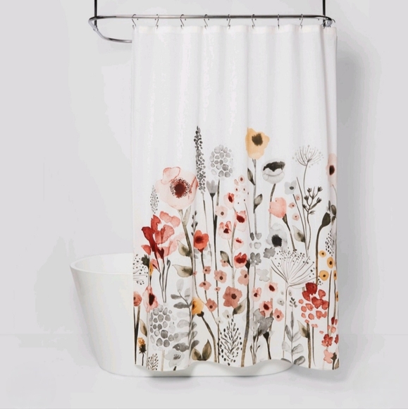 Threshold Floral Wave Shower Curtain White - Picture 1 of 5